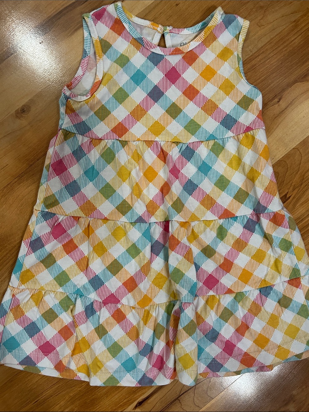 Planet Cotton Sleeveless Tiered Gingham Dress 3 T in Multicolor Check